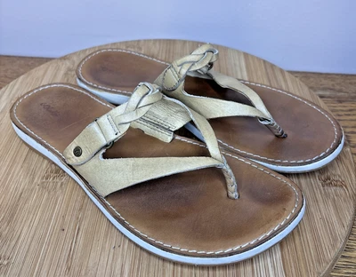 Olukai Kahikolu 20353 Tan Brown Braided Leather Flip Flop Thong Sandals Wms Sz 8 - Image 1 of 4