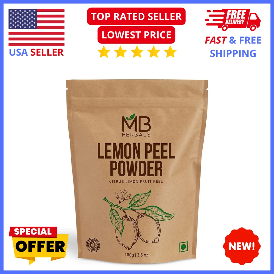 Lemon Peel Powder 100g – MB Herbals Natural Skin Brightening & DIY Face Mask - Image 1 of 3
