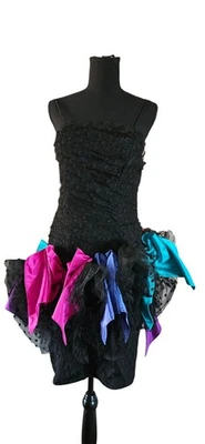Vintage 1990s Multicolor Bow Black Lace Deadstock  Dress As Seen In Seventeen... - Image 1 of 4