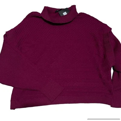 Suéter tejido cuello alto ciruela rojo Marc New York Andrew Marc para mujer talla L Foto 1 de 4