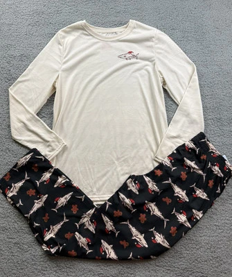 Cat & Jack Boy's Size XXL (16-18) Long Sleeve Christmas Pajama Set 2pc White - Image 1 of 4