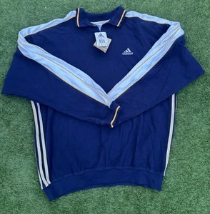 Vintage Adidas Sweatshirts 90er 00er Große 52" Brustumfang 3 Streifen Blau - Bild 1 von 9