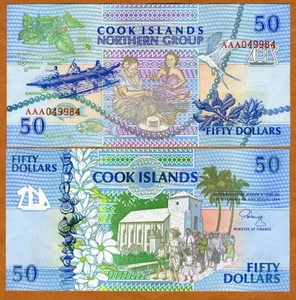 Islas Cook, $50, 1992, prefijo AAA, P-10, aUNC - Imagen 1 de 1