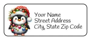 Christmas Penguin Personalized Return Address Labels, 2.625" x 1", Sticker (30) - Picture 1 of 1