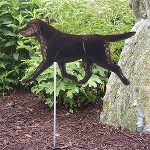 Black Labrador Retriever Outdoor Garden Dog Sign Hand Painted Figure - Picture 1 of 1