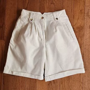 Vintage Ki-Ko-Mo Womens size 3/4 Ivory Wide-wale Corduroy Pleated Bermuda Shorts - Picture 1 of 13