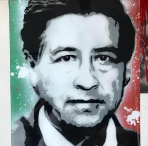Cesar Chavez Stencil Glass Art Painting - Picture 1 of 1