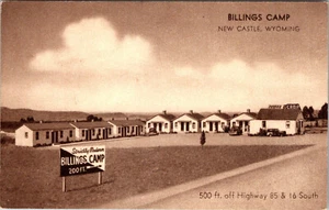 NEW CASTLE, WYOMING - BILLINGS ROADSIDE MOTOR COURT - UNDIVIDED BACK POSTCARD - Picture 1 of 2