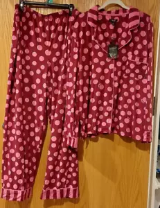 Nuovo Simply Vera Vera Wang 2 pezzi PJ manica lunga e punto bordeaux taglia XXL -5140 - Foto 1 di 8