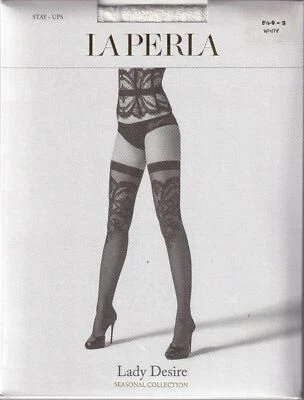 Bas jarretière LA PERLA LADY DESIRE White (blanc). Tailles S - M. Stay-ups. - Photo 1/2