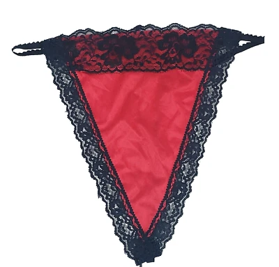 VTG Nancy King Ladies Lace Thong Panty String Bikini Lingerie Red OS Old Stock - Image 1 of 4