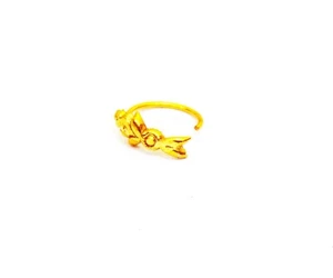 Anello Naso Placcato Oro 22k Cerchio Etnico Indiano Naso Orecchino Regalo Donna Gioielli - Foto 1 di 6