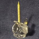 Easter Bunny Rabbit Candle Holder Glass Thin Taper Vintage