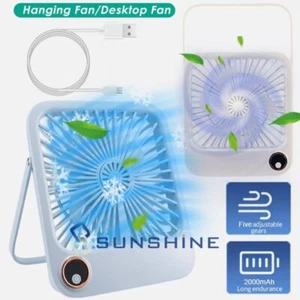 Desk Table Mini Fan Portable Rechargeable USB Personal Small Quiet Fan 5-Speed - Picture 1 of 45
