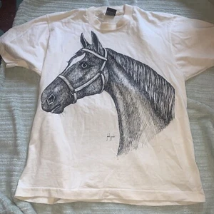 VTG 80’s Single Stitch Horse T-shirt Glenda Parker Men’s L Screen Stars Best - Picture 1 of 4