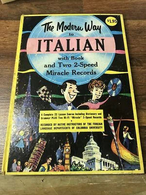Vintage Modern Way to Italian  book and 2 speed Records 1960's 33 1/3 & 45 - Image 1 of 4
