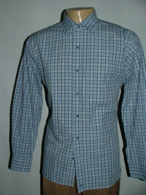 NEW WT DAVID DONAHUE CASUAL SHIRT SIZE S 100% COTTON BLUE WHITE PLAIDS #315 - Image 1 of 4
