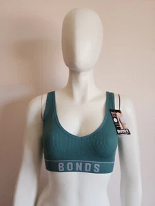 Bonds Ladies WU8DA ESS Avant Garden Retro Rib Deep V Crop Top Bralette Size 12 - Picture 1 of 5