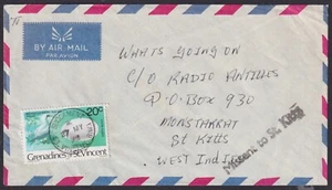 ST. VINCENT: (17699) BIRDS/BUCCAMENT CANCEL/ST. KITTS MISSENT COVER - Picture 1 of 2
