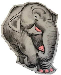 RARE! Vintage Grey Elephant Craft Fabric Panel Cut n Sew Pillow Zoo Doll Toy - Picture 1 of 10