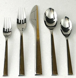 Yamazaki LINEAR GOLD Korpijaakko | Glossy Stainless Flatware | Service For 10 - Picture 1 of 17