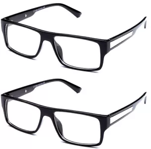 2 Pack Readers Black Rectangular Frame Reading Glasses Various Strengths for Men - Picture 1 of 2