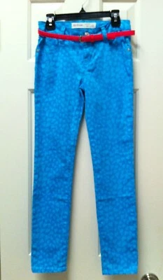 NUEVO Jeans Epic Threads Niñas Talla 10 Ajustados Elastizados Teal/Turquesa Estampado Corazones Foto 1 de 4