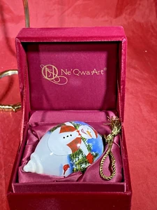 NIB NE' QWA ART Christmas Ornament "Winter Delight" Blown Glass Reverse Painted - Picture 1 of 14