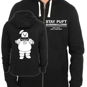 Ghostbusters inspiriert Staypuft Marshmallow Mann Siebdruck Reißverschluss Hoodie - Bild 1 von 5