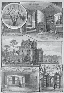 Edinburgh MERCHISTON CASTLE 6 Image Multiview - Original Victorian Print c1881 - Imagen 1 de 2