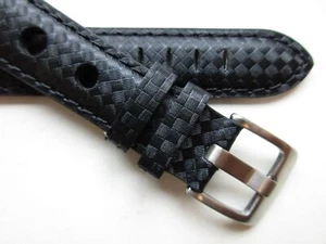 Black Carbon Fiber 18 MM perforated Rally Sport watch band strap - Picture 1 of 5