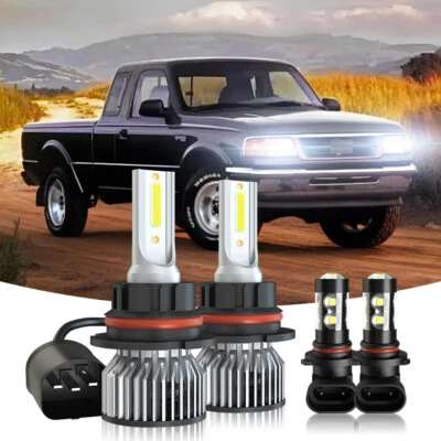 For Ford Ranger XLT Cab Pickup 1994-2000 Front LED Headlight + Fog Light Bulbs - Image 1 of 4