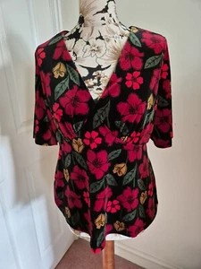 Seasalt Capsule Velvet Top Red Green Gold Floral Uk14 BNWT RRP 75 - Picture 1 of 6