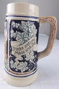 Vtg Western Germany Drinking in Moderation Hand Painted Beer Stein Mug - Bild 1 von 6