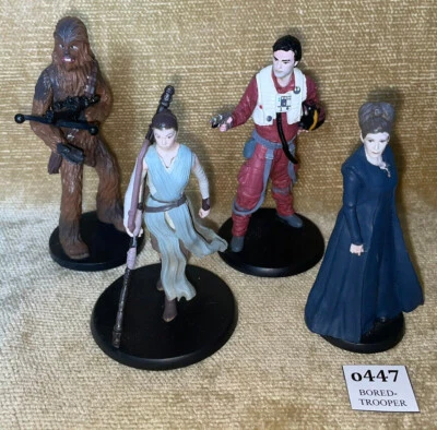 4x DISNEY STAR WARS STATUETTE FIGURES PRINCESS LEIA CHEWBACCA REY & POE DAMERON - Image 1 of 3