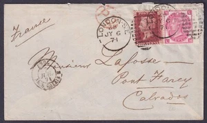 1871 3D SG103 PL 6 LH + 1d rot PL 117 GH nach Calvados Frankreich hervorragende geprägte Dichtung - Bild 1 von 2