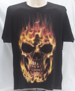 Way to Celebrate Halloween Mens Flaming Skull Graphic TShirt Black Sizes Vary - Picture 1 of 7
