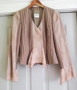 Stunning Vintage Armani Collezioni Linen and Silk Jacket Taupe - Size 8 - Picture 1 of 5