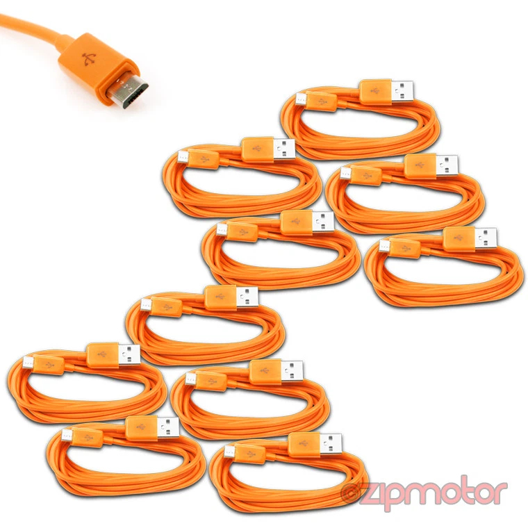 10X 3FT MICRO USB DATA SYNC CHARGER CABLE ORANGE DROID HTC EVO ONE NEXUS KINDLE - Image 1 of 1
