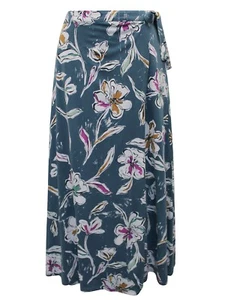 EX Seasalt Linework Floral Pool Blue Crellow Wrap Skirt in Sizes 10-28 RRP £60 - Picture 1 of 4
