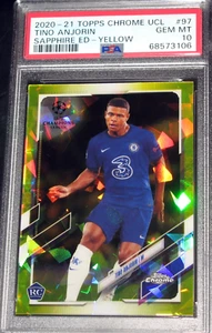 2020-21 Topps Chrome UCL Tino Anjorin Sapphire YELLOW # 08/99 PSA 10 Gem Mint RC - Picture 1 of 2