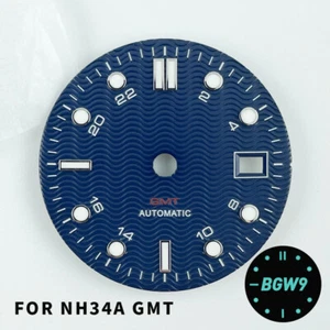 31mm Watch Dial SM300M Style for NH34A GMT BGW9 Lume Dual Time 24 Hours Black - Picture 1 of 7