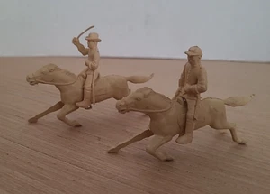 Marx Tan Plastic Caisson Riders and Horses 2in 4pcs 1950's Civil War Calvary Men - Picture 1 of 22
