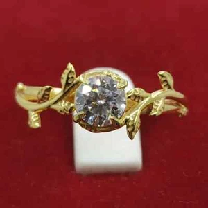 0.70ct Foglia & di Vite Certificato Moissanite Anello Fidanzamento 14K Oro - Foto 1 di 7