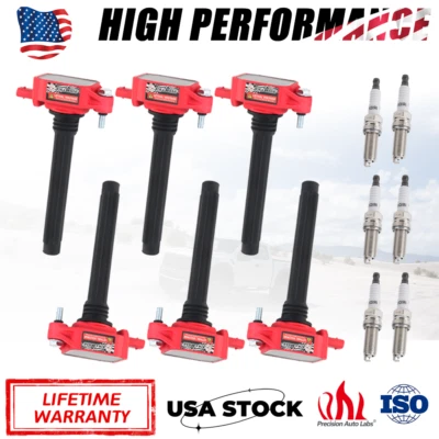 Conjunto de 6 velas de ignição platina e pacote de bobina de ignição para Chrysler Dodge Jeep Ram - Imagem 1 de 4