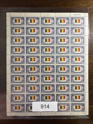 914 US Mint Sheet, 5 cent Overrun Nation, Belgium, Mint NH￼ - Image 1 of 3
