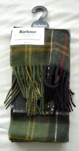 NWT Barbour Lambswool and Cashmere Soft Tartan Unisex Scarf In Classic 76" x 10" - Picture 1 of 5