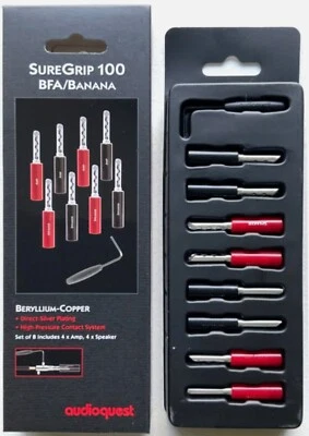 AudioQuest SureGrip 100 BFA/Banana Silver - Set of 8 - New - Authorized Dealer