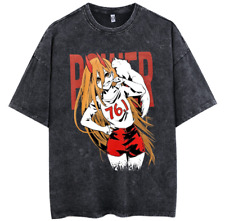 Male Washed Cotton T-shirts Chainsaw Man Power Short Sleeve Oversized Tee Tops