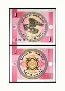 KYRGYZSTAN,1993, UNC, 1 TYIYN, BANK NOTE, BALD EAGLE, KY003-B - Picture 1 of 1